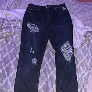forever 21 darkwash ripped jeans